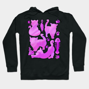 Cats Silhouettes in pink Cat themed gifts for women And men Hoodie